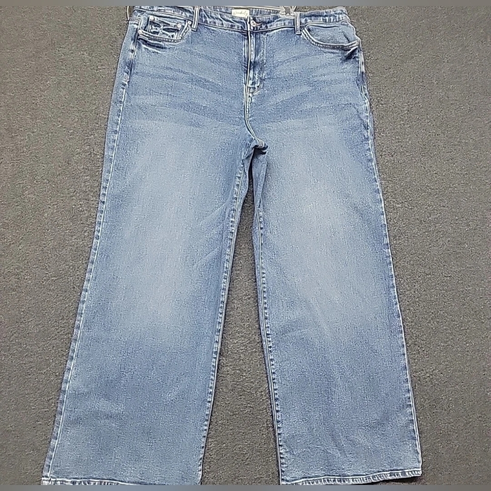 Wonderly Wide Leg Blue Jeans Womens Size 42 X 33"(Actual) High Waist NWT